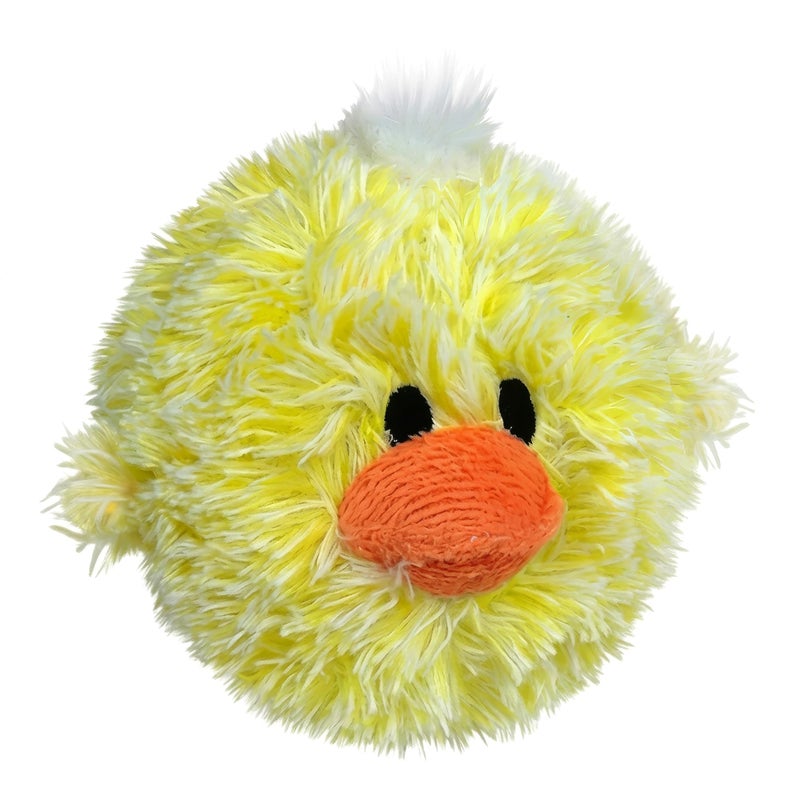 Pet Lou DOG'Z 4 Inch EZ Squeaky Chick Dog Plush Toy, Stuffing-Free Soft Plush, Durable Bouncy Squeaker Ball, Floats in Water, for Small & Medium Dogs, Yellow - Image 1